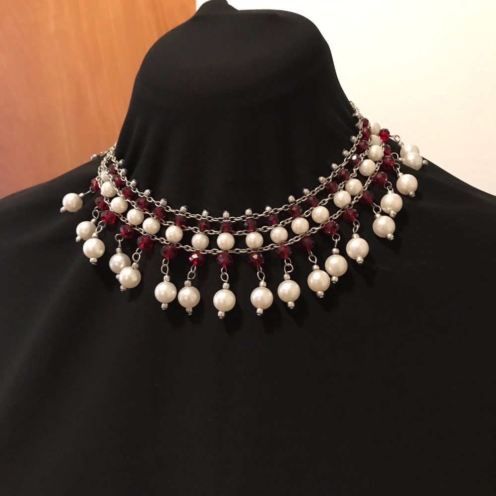 Faux Pearl Choker Collar Necklace - Picture 2 of 2